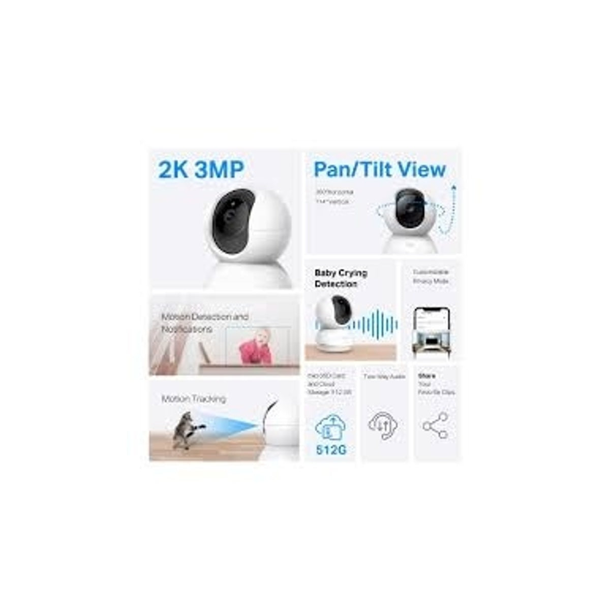 Pan/tilt Home Security Wi-Fi Camera, 2k (2304x1296