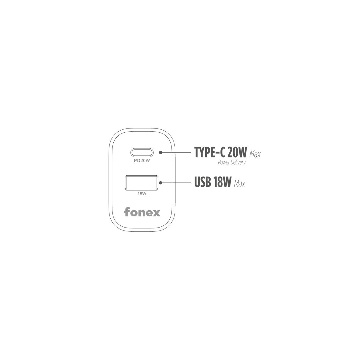 Alimentatore da Rete con Porta USB e Porta Type-C