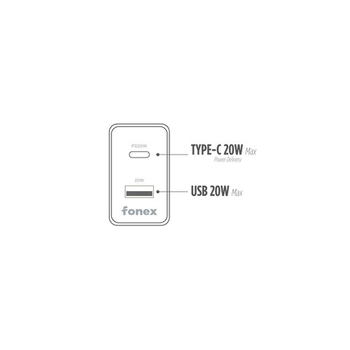 Caricatore Type-C/usb + Cavo 1mt 20W